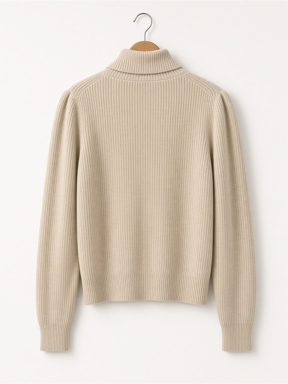 J. Crew Alpaca blend super soft Ribbed Turtleneck Sweater in oatmeal Beige sz L - Picture 2 of 5